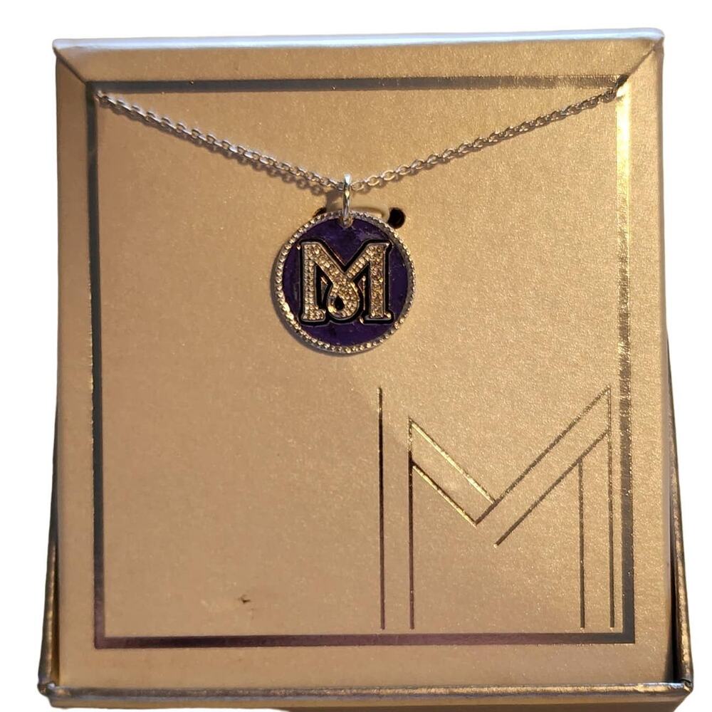 Letter M Initial Necklace Silver Plated New in Box